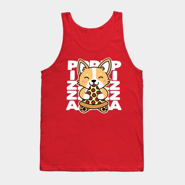 Corgi Eating Pizza Tank Top by DetourShirts